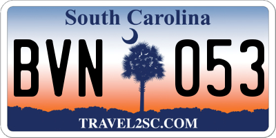 SC license plate BVN053