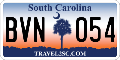 SC license plate BVN054