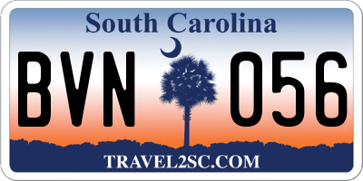 SC license plate BVN056