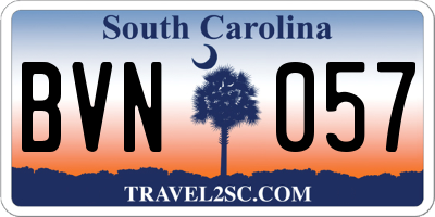 SC license plate BVN057