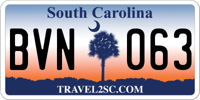 SC license plate BVN063