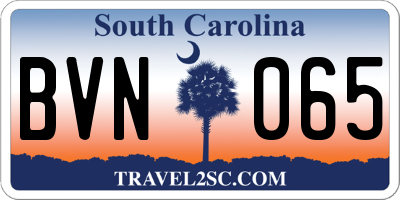 SC license plate BVN065
