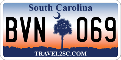 SC license plate BVN069