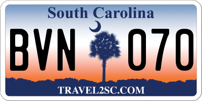 SC license plate BVN070