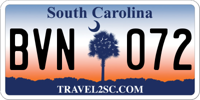 SC license plate BVN072