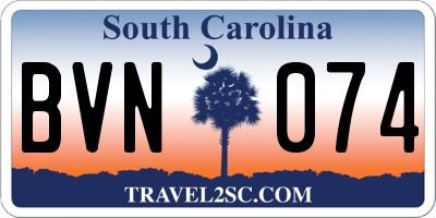 SC license plate BVN074