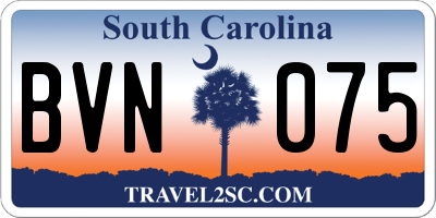 SC license plate BVN075