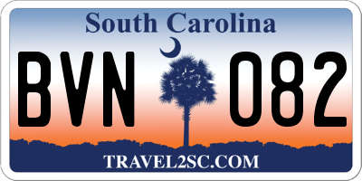 SC license plate BVN082