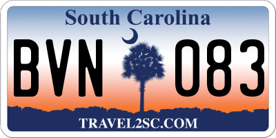 SC license plate BVN083
