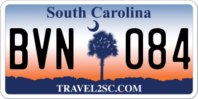 SC license plate BVN084