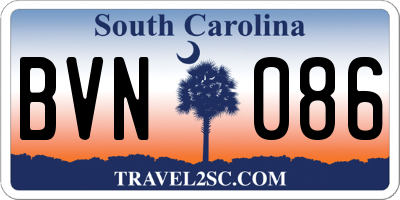 SC license plate BVN086