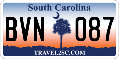 SC license plate BVN087