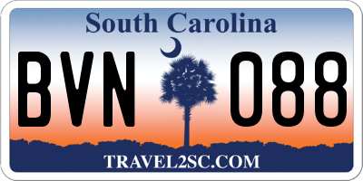 SC license plate BVN088