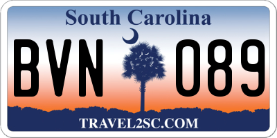 SC license plate BVN089