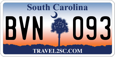 SC license plate BVN093
