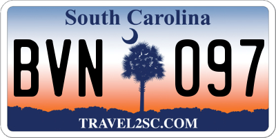 SC license plate BVN097