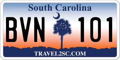 SC license plate BVN101