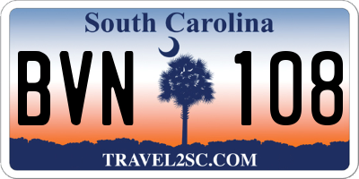 SC license plate BVN108