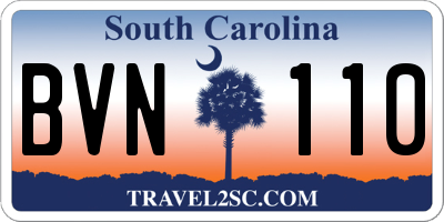 SC license plate BVN110