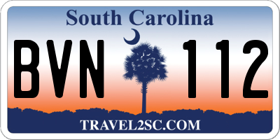 SC license plate BVN112