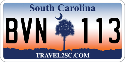 SC license plate BVN113