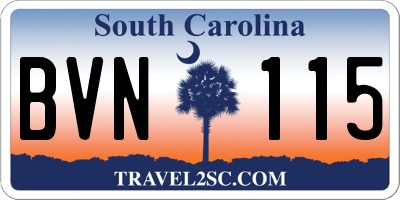 SC license plate BVN115