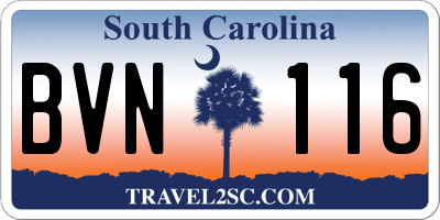 SC license plate BVN116