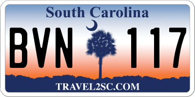 SC license plate BVN117