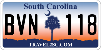 SC license plate BVN118
