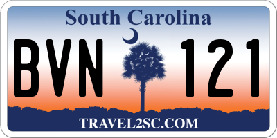 SC license plate BVN121