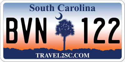 SC license plate BVN122