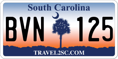 SC license plate BVN125