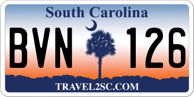 SC license plate BVN126