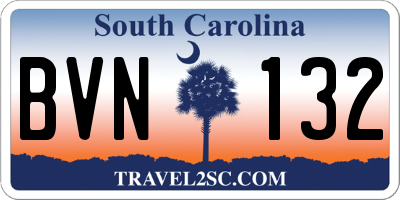 SC license plate BVN132