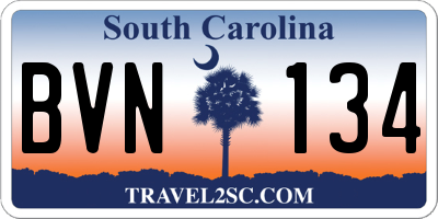 SC license plate BVN134