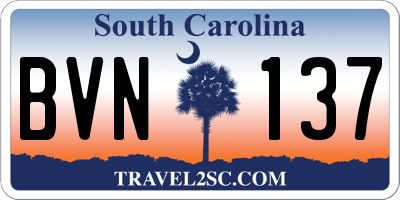 SC license plate BVN137