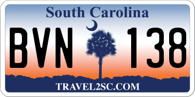 SC license plate BVN138