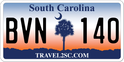 SC license plate BVN140