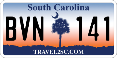 SC license plate BVN141