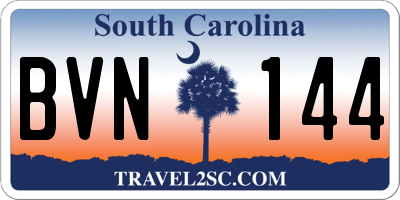 SC license plate BVN144