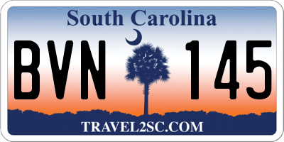 SC license plate BVN145