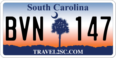 SC license plate BVN147