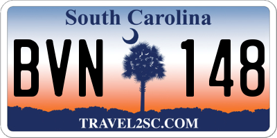 SC license plate BVN148