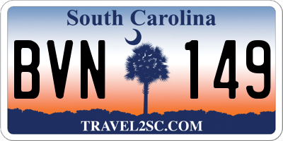 SC license plate BVN149