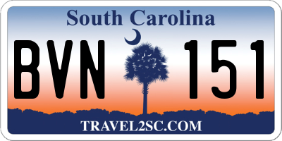 SC license plate BVN151