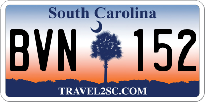 SC license plate BVN152