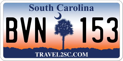 SC license plate BVN153