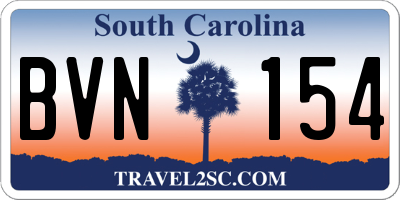 SC license plate BVN154