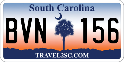 SC license plate BVN156