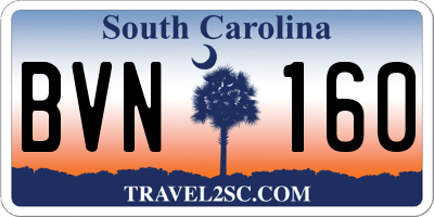 SC license plate BVN160